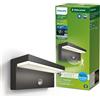 Philips Lighting Philips LED Bustan Ultra Efficiente Lampada a Parete per Esterni, Luce Bianca Fredda, 3.8W, Sensore di Movimento, IP44, Antracite