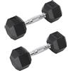 FFitness Coppia di Manubri Pesi Esagonali Rivestiti in Gomma Set 2 Bilancieri da 5 Kg Con Impugnatura Cromata Ergonomica
