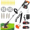 BOUJHYN Decespugliatore a Batteria,Tagliabordi a Batteria 21V Decespugliatore Elettrico, con 3 Tipi di Lame, Testata Regolabile e Maniglia Telescopica