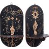 CRASPIRE 2 Set Piccolo Ripiano in Cristallo Mensola in Cristallo con Sole Nero Scaffale Magico Boho Mensola da Strega Roba da Strega Appeso in Legno Supporto in Cristallo Rustico Supporto