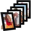 PHOTOLINI Cornici 15x20 cm nero legno MDF, set di 5 cornici larghe, moderne, plexiglass infrangibile, da tavolo o da parete, accessori extra - per una parete dal look raffinato