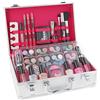 LOVE URBAN BEAUTY Set Trucchi Completo 60 Pezzi con Beauty Case Argento - Kit Make Up Vegan Donna, Trousse Compatta e Leggera da Viaggio, Cofanetto Regalo