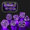 FONVGOGO Set Dadi D&D per Dungeons and Dragons Set Dadi DND Luminosi Wireless Ricaricabili con Scatola di Ricarica Dadi Poliedrici RGB LED 7 Pezzi DND Dice Set (Viola)