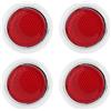 Ymiko 4 Pezzi Catarifrangente Rosso Maggiore visibilità Rotonda Protezione Riflettente Trim per Automobile Moto Camion Rimorchio Luci Posteriori Riflettore ABS Cromato