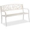Relaxdays Panca da Giardino, con Volatili Decorativi, Accessorio di Arredo da Esterno, 87x127x57 cm, Bianco-Bronzo