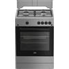 Beko Cucina a Gas 4 Fuochi Forno a Gas Ventilato Larghezza x Profondità 60x60 cm con Coperchio colore Acciaio Inox e Nero - FBG62010DX