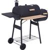 VivaGarden Barbecue a Carbonella Carbone BBQ da Giardino Esterno in Acciaio 124x53 cm / 104h cm con Coperchio e Affumicatore Ripiani e Ruote colore Nero - VG84657