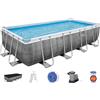 Bestway Piscina Fuori Terra con Telaio Portante Piscina Esterna da Giardino Rettangolare 549x274x122h cm con Pompa Filtrante da 5.678 l/h - 56998 Power Steel