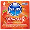 Skins Sexual Health Confezione multipla di preservativi aromatizzati alla fragola. Nessun odore di lattice e lubrificazione extra per il massimo comfort e piacere, Confezione da 4