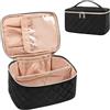 OCHEAL Borsa di trucco, borsa cosmetica portatile, organizzatore della cassa di trucco di viaggio di grande capacità, 001_nero, 1-layer, 1 strato
