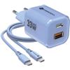 FORCELL CARICABATTERIE DA CASA ORIGINALE GAN 33WPD 1X USB-A 1X USB-C FINO A 33W BLU SMARTPHONE