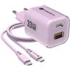 FORCELL CARICABATTERIE DA CASA ORIGINALE GAN 33WPD 1X USB-A 1X USB-C FINO A 33W PURPLE SMARTPHONE