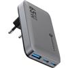 FORCELL CARICABATTERIE DA CASA ORIGINALE SLIM VT-47 1X USB PIU 2X USB-C FINO A 65W GREYPER SMARTPHONE
