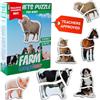 Magdum Grandi magneti per bambini - 6 puzzle Animali della fattoria 18 PCS