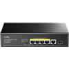 Cudy GS1005PTS1 Switch Gigabit PoE+ a 5 porte, PoE/PoE +, budget PoE 120 Watt, massimo 60 watt una porta, 4 porte PoE, 1 porta RJ45 uplink, 1 SFP, 802.3 at/af, VLAN, estensione a 250 metri