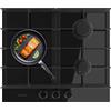 Cecotec Piano Cottura a Gas a 3 Fuochi Bolero Squad G 3400F Glass Black. 6.2kW, Triplo Anello, Vetro Nero, Griglie Ghisa, WOK, Accensione Elettronica, Sistema Sicurezza, Conversione a Gas Butano