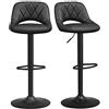SONGMICS Sgabello da Bar, Set di 2 Sedie da Cucina, Sedia da Bar con Superficie in Similpelle PU, con Poggiapiedi, Struttura in Metallo, Altezza Regolabile e Girevole, Nero LJB072B01