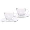 Bialetti Set 2 Tazzine Espresso Istituzionali (Con Piattino), Vetro, 2 unità, 75 ml, Trasparente