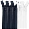 MARARDI [Pack 5 Cerniere Invisibili [Bianco e Nero] Nylon [50 cm] Chiusure Lampo per Cucito e Artigianato per Stoffa Vestiti Borse per Cucire a Macchina Tessuto di Cotone con Chiusura in Metallo
