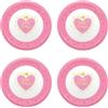 Procos - Piatto di plastica Little Princess, 4 pezzi, riutilizzabile, stoviglie per feste di compleanno o a tema, Little Princess