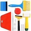 Swpeet Kit di strumenti per levigare la carta da parati, raschietto, coltello da intaglio con lame, metro a nastro, rullo per cuciture e pennello per incollare carta da parati, pellicola in vinile per