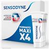 Sensodyne Sensibilità e gengive dentifricio sbiancante, sollievo per denti sensibili e miglioramento della salute delle gengive, confezione da 4 x 75 ml