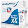 Sensodyne Sensibilità e gengive dentifricio con fluoro, sollievo per denti sensibili e miglioramento della salute delle gengive, confezione da 4 x 75 ml