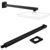 NAKIHOUSE Braccio doccia, 40 cm, in acciaio inox, quadrato, braccio da parete per soffione a pioggia, montaggio a parete, colore nero