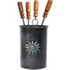 Artigian Ferro 693 - Set Camino 4 Pezzi in Ferro BATTUTO Decorato - ATTREZZO Kit - Accessori CAMINETTO Design per Pulizia
