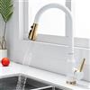 ZPSPZ Rubinetto Cucina con Doccetta Estraibile, Miscelatore Cucina Acciaio Inossidabile 2 Modalità Girevole Acqua Fredda e Calda Rubinetto Lavello Cucina-Bianco+Oro