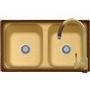 Generic lavello cucina 2 vasche terra di francia 86 x 50 cm con rubinetto miscelatore Made in Italy