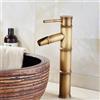 Lioaeust Rubinetto per lavabo retrò, rubinetto in ottone anticato a forma di bambù, rubinetto miscelatore monocomando per cucina, bagno (L)