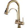 ZPSPZ Rubinetto 3 Vie Cucina con Doccetta Estraibile, Rubinetto da Cucina Tirante Ottone Antico 3 In 1 Rubinetto Lavello Rotazione 360° Multifunzione Rubinetto per Osmosi A Tre Vie Cucina-Un