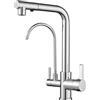 XJTNLB Rubinetto 3 Vie Cucina Rubinetti Cucina Doccetta Estraibile Miscelatore 3 Vie per Utilizzo con Filtro Depuratore Rubinetto Cucina 3 Vie per Sistemi Osmosi,Cromo