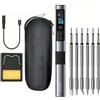 Lioaeust Saldatore a Stagno Kit, HS-02A 100W Smart Electric Saldatura con 6 Teste di Saldatore Kit, Elettrico Temperatura Costante Regolabile 100-450℃, 0.96 Pollici HD Schermo per fai da te, la casa