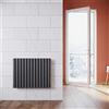ELEGANT Radiatore a pannello, 600 x 767 mm, colore antracite, a doppio strato, per bagno/soggiorno, orizzontale, connettore laterale, radiatore da bagno