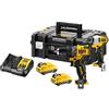 DeWalt KIT 12V brushless = Trapano a percussione XR + Avvitatore a percussione XR + Valigetta TSTAK II con 2 batterie Li-Ion 3Ah, Multicolore