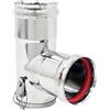 ALLINOX Raccordo a Tee Acciaio INOX Con Ispezione Bassa T 90° Codino Femmina Canna Fumaria Con Tappo Per Stufa a Legna o Pellet (DN 80)