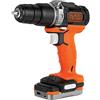 BLACK+DECKER BDCHD12S1-XJ BDCHD12S1-XJ-Taladro Percutor 12V con 1 batería 1,5Ah USB, 18 W, 12 V