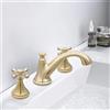 EurHomePlus Bagno tre fori doppia apertura e chiusura lavabo rubinetto retrò oro, ottone rubinetto lavabo acqua calda e fredda, per bagno, cucine, lavelli in ceramica