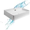 Jo-Bagno.it Lavabo Bagno forma Rettangolare in Ceramica Bianco Lucido Misure 60 x 42 x 12.5 cm - Per piani d'appoggio sospeso in bagno e mobili da toilette