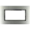 puntoluceled Placca Placche Alluminio Metallo Satinato Ossidato Compatibile con Bticino Living Light Serie completa copri interruttore disponibili Nero, Oro, Marrone, Silver (4 POSTI, ARGENTO SATINATO)