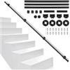 Vigevee Corrimano per scale, ringhiere per scale interne ed esterne, in metallo, colore nero, corrimano da parete con materiale di montaggio, supporto da parete, asta per parapetti, balcone, 300 cm