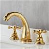 ZYCDP Miscelatore Lavabo 3 Fori Rubinetto Lavabo Bagno Oro Rubinetto Lavabo Con Maniglie a Croce Rubinetto Bagno Tre Tori
