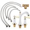 Kuuleyn Rubinetto per lavabo del bagno, lavabo a tre fori caldo e freddo Mobile da bagno in rame Rubinetti in titanio divisibile Strumento per lavabo da bagno diffuso in ottone (oro bianco)
