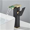 SIbeg Rubinetto per lavabo a cascata con luce a LED, rubinetti per lavabo in ottone, rubinetto per bagno monocomando con 3 luci che cambiano, rubinetto per lavabo monoforo,Oro bianco,Alto