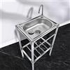 XUNFAKEJI Lavelli Commerciale Per Ristorante, Lavabo Lavandino A Libera Installazione In Acciaio Inox A Vasca Singola, Per Garage Ristorante Lavanderia (60x45x83cm)