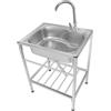 TkkMivcOC Lavello Cucina Acciaio Inox Autoportante con Rubinetto 360°, Scaffale Integrato, Altezza Regolabile 2cm, per Esterno, Cucina, Lavanderia, Commerciale, Officina, Argento