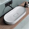 doporro Lavabo da Appoggio Lavandino Bagno 70 cm in Resina Minerale Bianco Lucido Effetto Loto, Senza Foro Rubinetto Colossum826