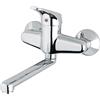 Piralla Miscelatore Cucina Muro Orientabile, Serie Ariel, Cromato, Made in Italy